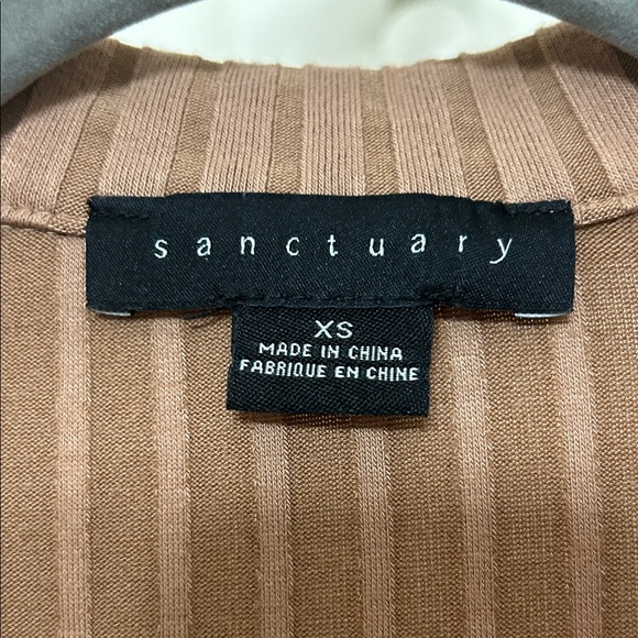 Sanctuary Ribbed Button-Down Shirt Butterscotch Long Flared Sleeve oversized XS - Picture 2 of 13